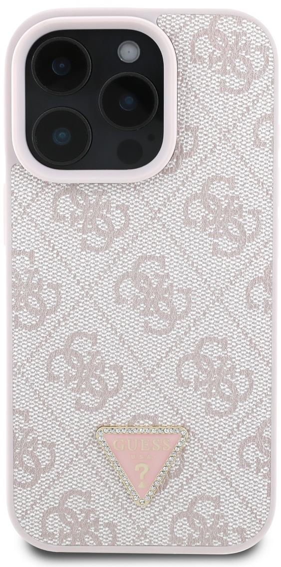 Guess PU 4G Strass Triangle Metal Logo iPhone 16 Pro Pink tok