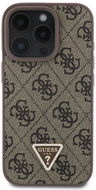 Guess PU 4G Strass Triangle Metal Logo Back Cover für das iPhone 16 Pro Max Brown - Handyhülle