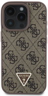 Guess PU 4G Strass Triangle Metal Logo Back Cover for iPhone 16 Pro Brown - Phone Cover