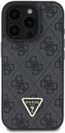 Guess PU 4G Strass Dreieck Metall Logo Back Cover für iPhone 16 Pro Schwarz - Handyhülle