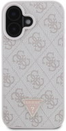 Guess PU 4G Strass Dreieck Metall Logo Back Cover für iPhone 16 Rosa - Handyhülle