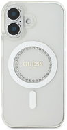 Guess IML Rhinestones Ring MagSafe Back Cover for iPhone 16 White - Phone Cover