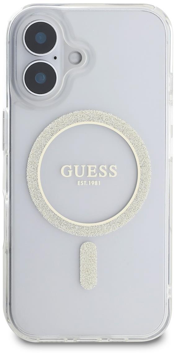 Guess IML Glitter Ring MagSafe iPhone 16 Plus átlátszó tok