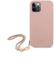 Guess PU Saffiano Gold Chain for Apple iPhone 12 Pro Max, Pink - Phone Cover