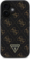 Guess PU Leather 4G Triangle Metal Logo Back Cover for iPhone 16 Black - Phone Cover