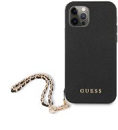 Guess PU Saffiano Gold Chain for Apple iPhone 12/12 Pro, Black - Phone Cover