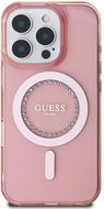 Guess IML Rhinestones Ring MagSafe Back Cover for iPhone 16 Pro Max Pink - Phone Cover