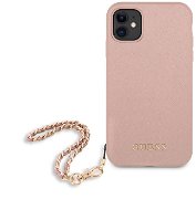 Guess PU Saffiano Gold Chain Apple iPhone 11 készülékhez, rózsaszín - Telefon tok