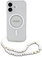 Guess IML Glitter Beads Strap MagSafe Back Cover for iPhone 16 Transparent - Phone Cover