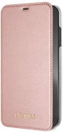 Guess PU Leather Book Case tok iPhone XS Max készülékhez, Iridescent Rose Gold - Mobiltelefon tok