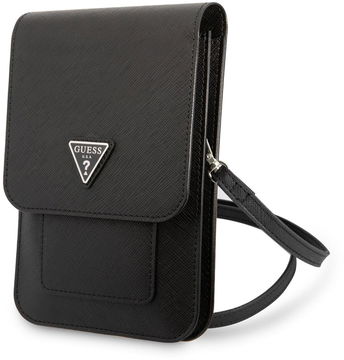 Guess PU Saffiano Triangle Logo Phone Bag Black Pouzdro na mobil