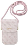 Guess PU 4G Metal Logo Script Phone Bag Pink - Puzdro na mobil