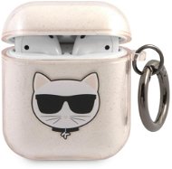 Karl Lagerfeld TPU Glitter Choupette Head Case for Apple Airpods 1/2, Gold - Headphone Case