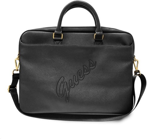 Guess PU Saffiano Vintage Script Computer Bag 15/16" Black - Laptop Case - Main image