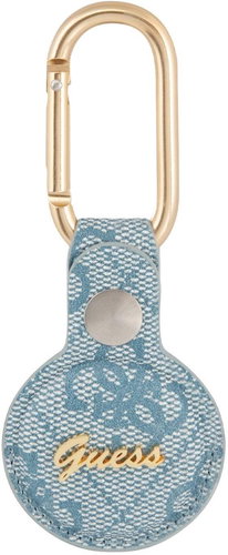 Guess PU 4G Script Dog Clip AirTag Case Blue - AirTag Key Ring - Main image