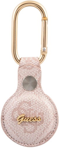 Guess PU 4G Script Dog Clip AirTag Case Pink - AirTag Key Ring - Main image