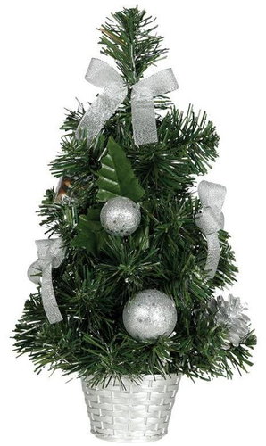 Guirma Vánoční dekorace stromeček, 40 cm, stříbrné ozdoby - Christmas Tree - Main image
