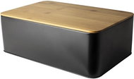 Gusta Bread bin with bamboo lid, black, 32 × 21 × 13 cm - Breadbox