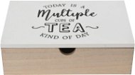 H&L Dřevěný box na čaj 24 × 17 × 7 cm, bílý - Tea Storage Box