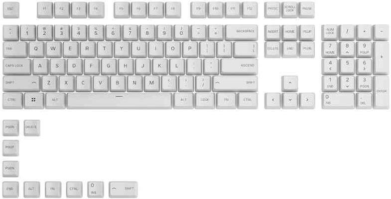 Glorious GPBT Keycaps - 114 PBT, ANSI, Arctic White - US INTL