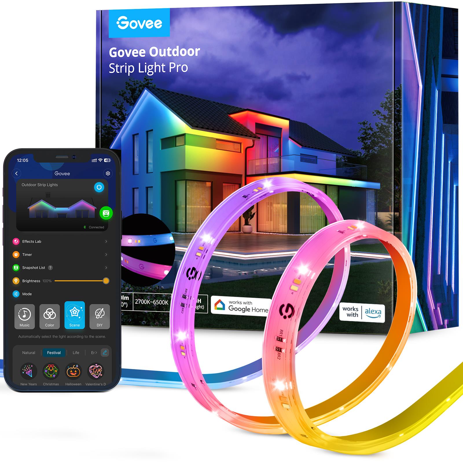 Govee Outdoor Pro SMART RGBICWW LED, 10 m, kültéri