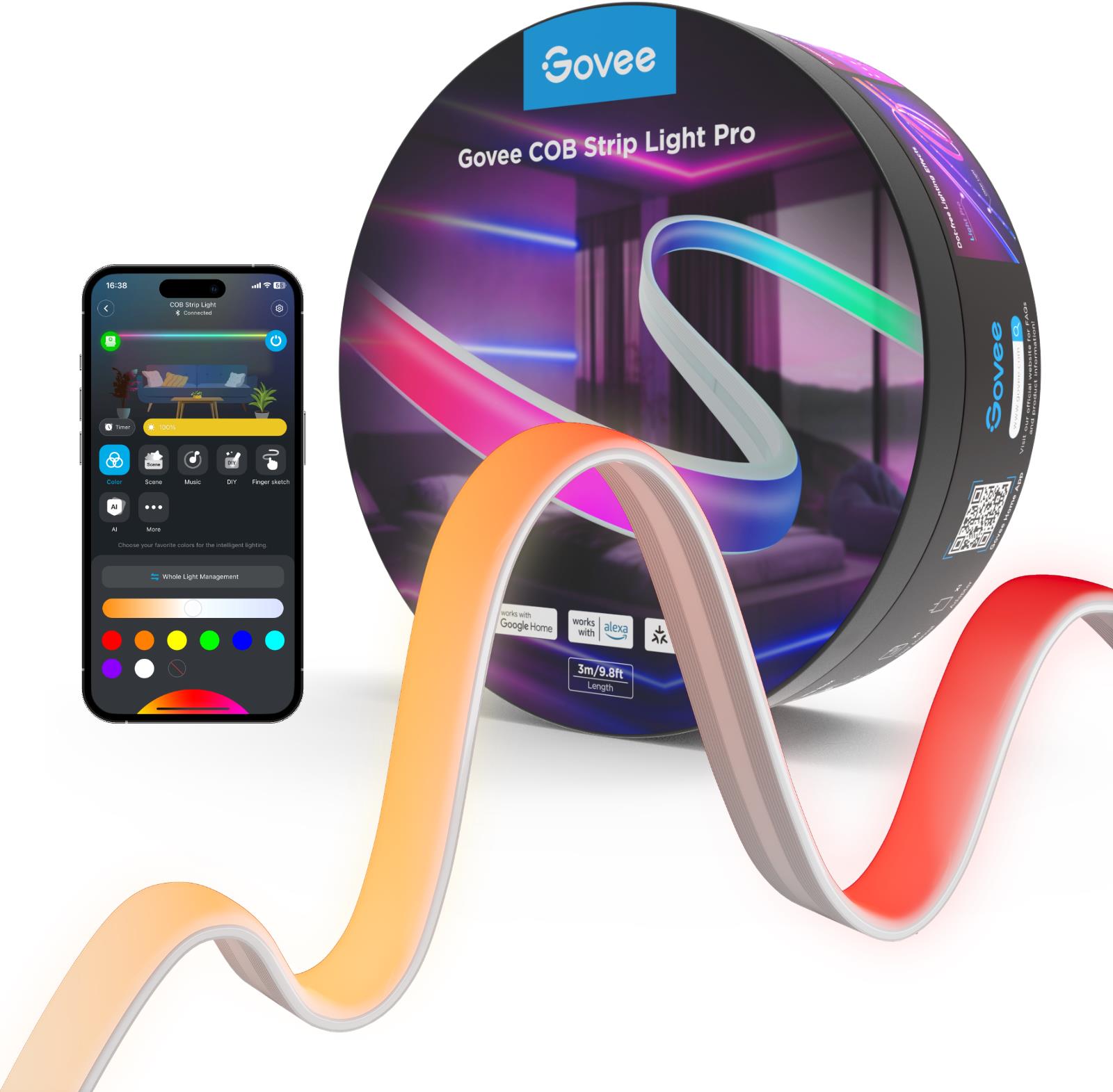 Govee Ultra Bright RGBICW Pro 3m szalag, Matter