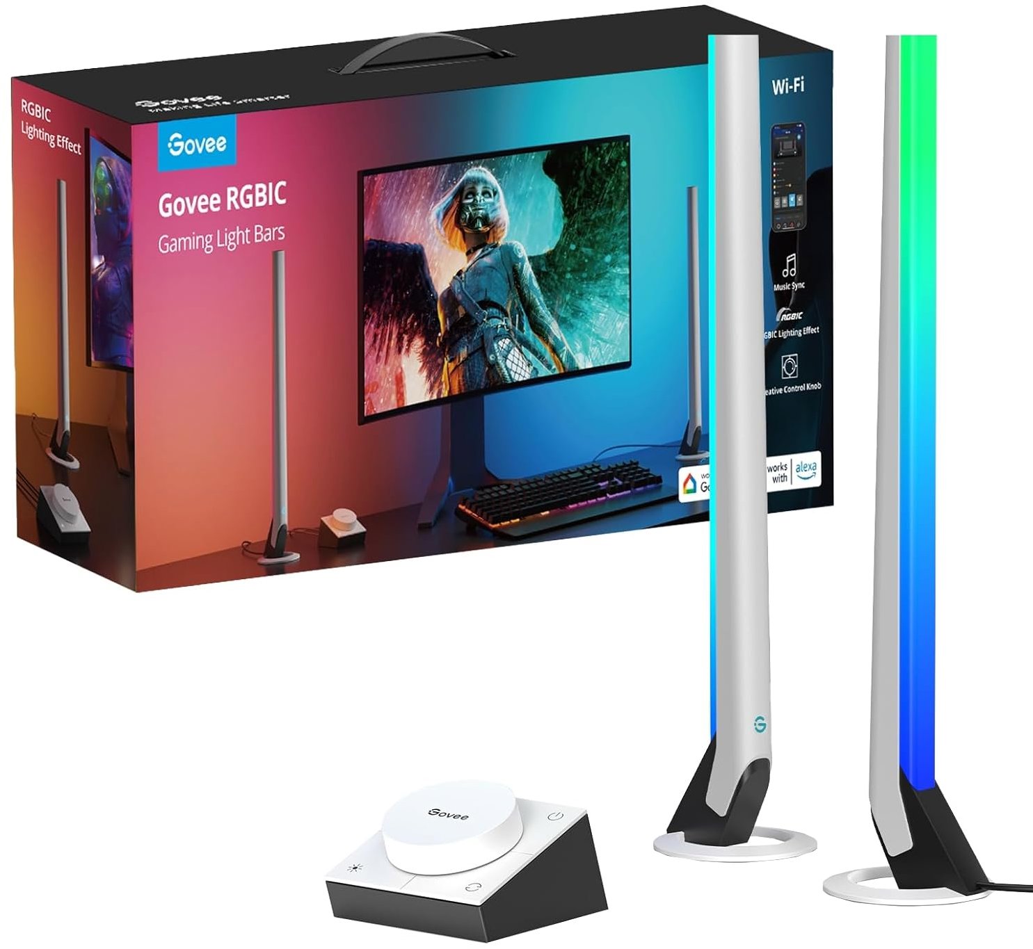 Govee Smart Gaming WiFi LED panelek + Smart Dual vezérlő, fehér
