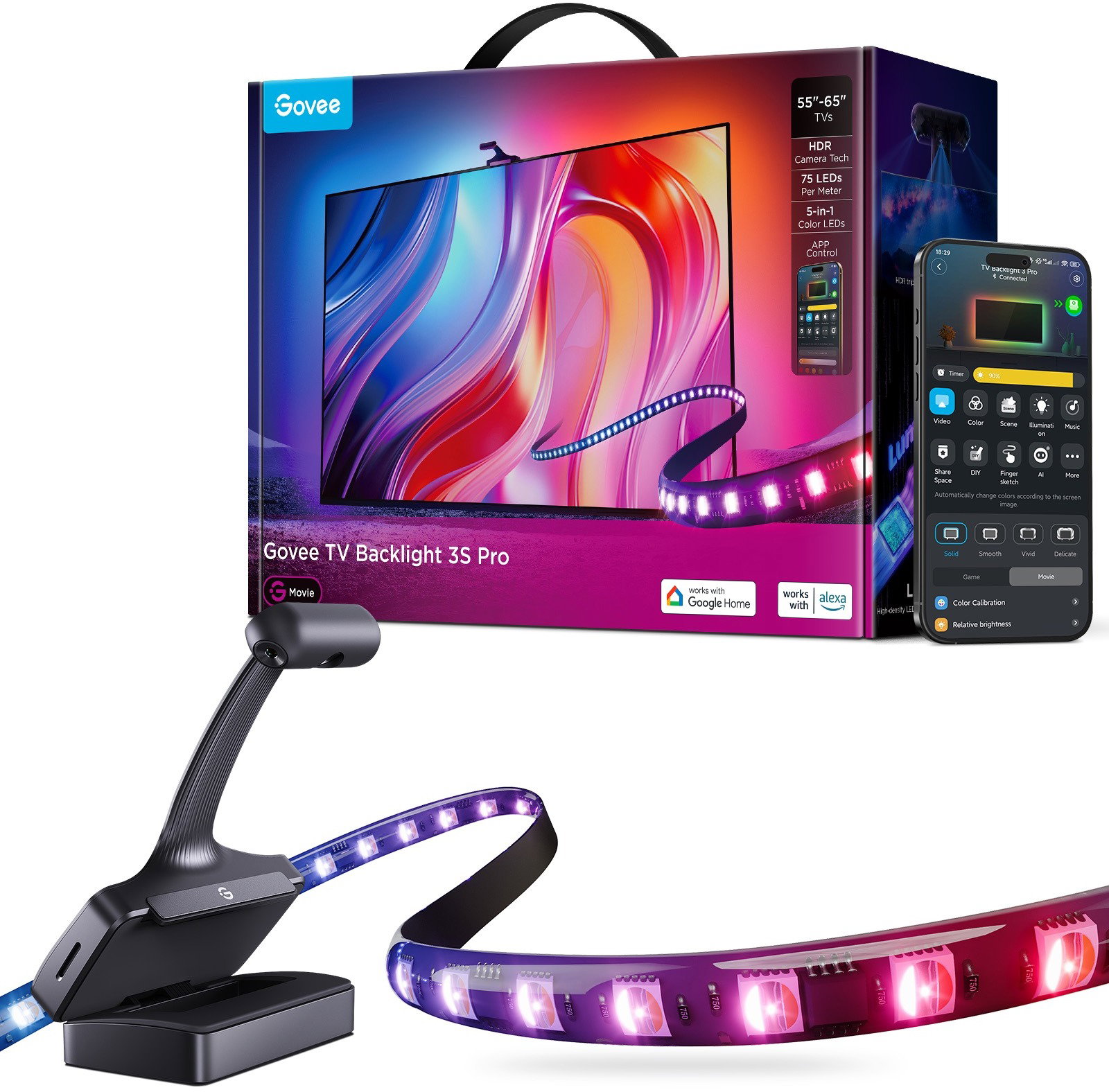 Govee TV Backlight 3 Pro 55-65" SMART LED RGBIC TV háttérvilágítás