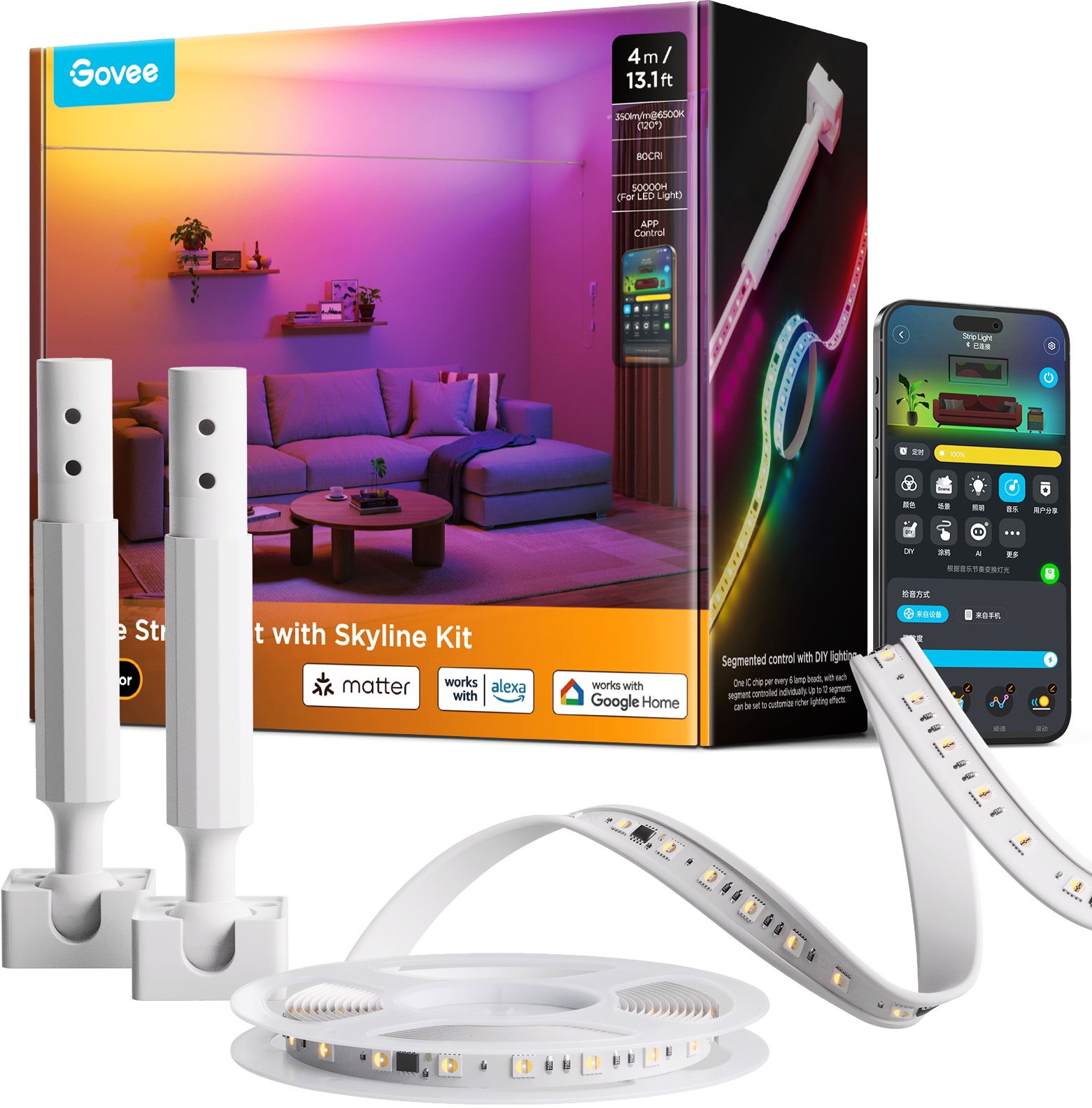 Govee Skyline RGBICWW Függesztett LED szalag, 4 m, Matter