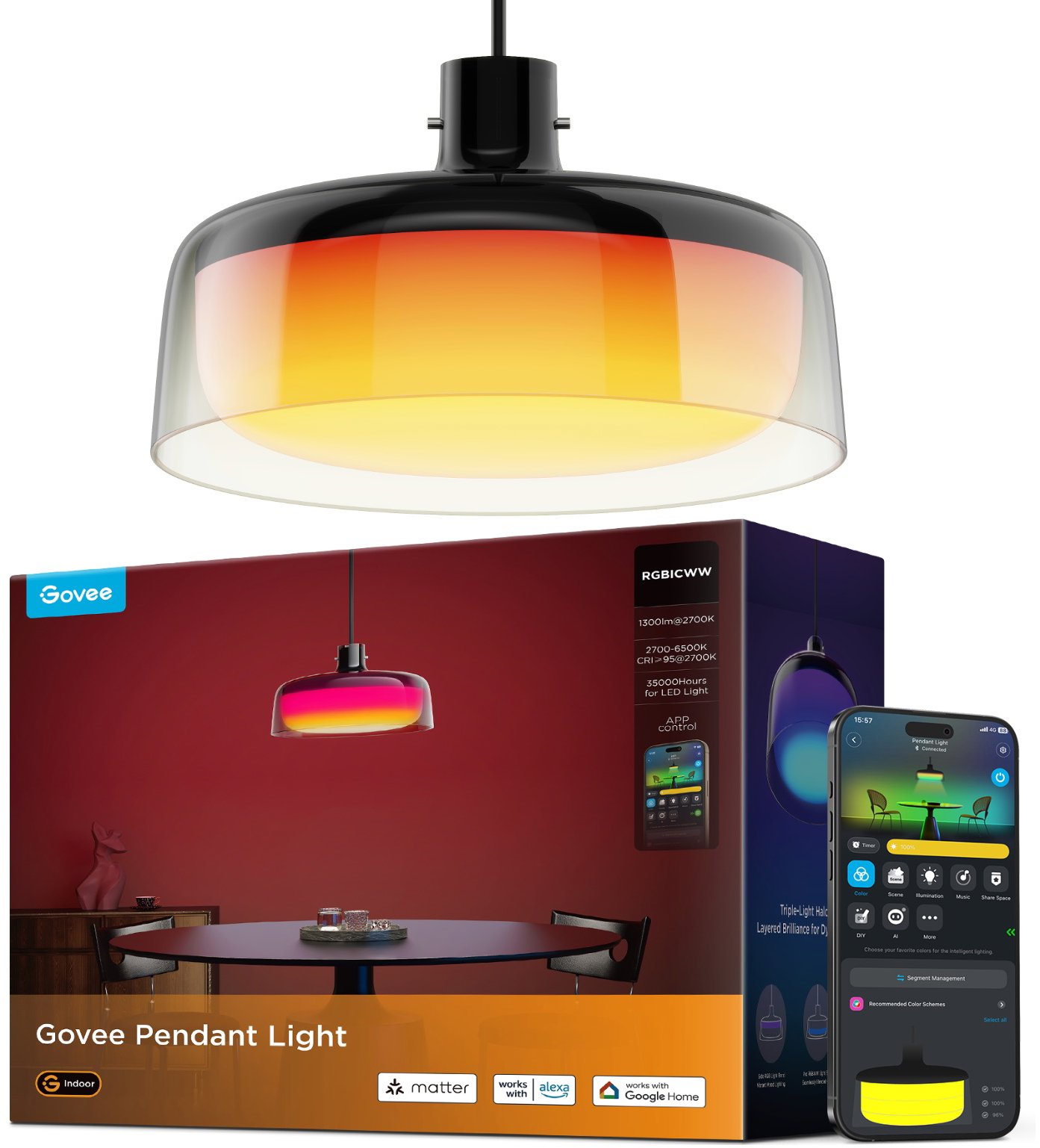 Govee Pendant Light RGBICWW Matter Függőlámpa