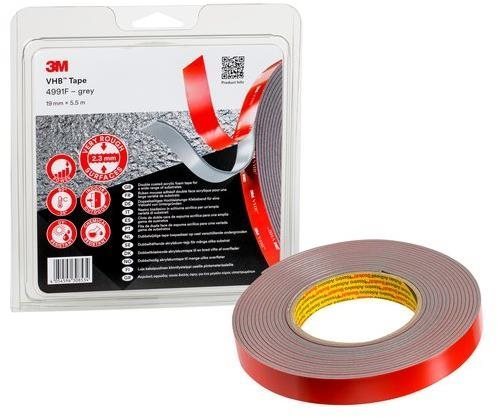 3M™ VHB™ kétoldalas nagy szilárdságú akrilszalag 4991F, szürke, 19 mm x 5,5 m