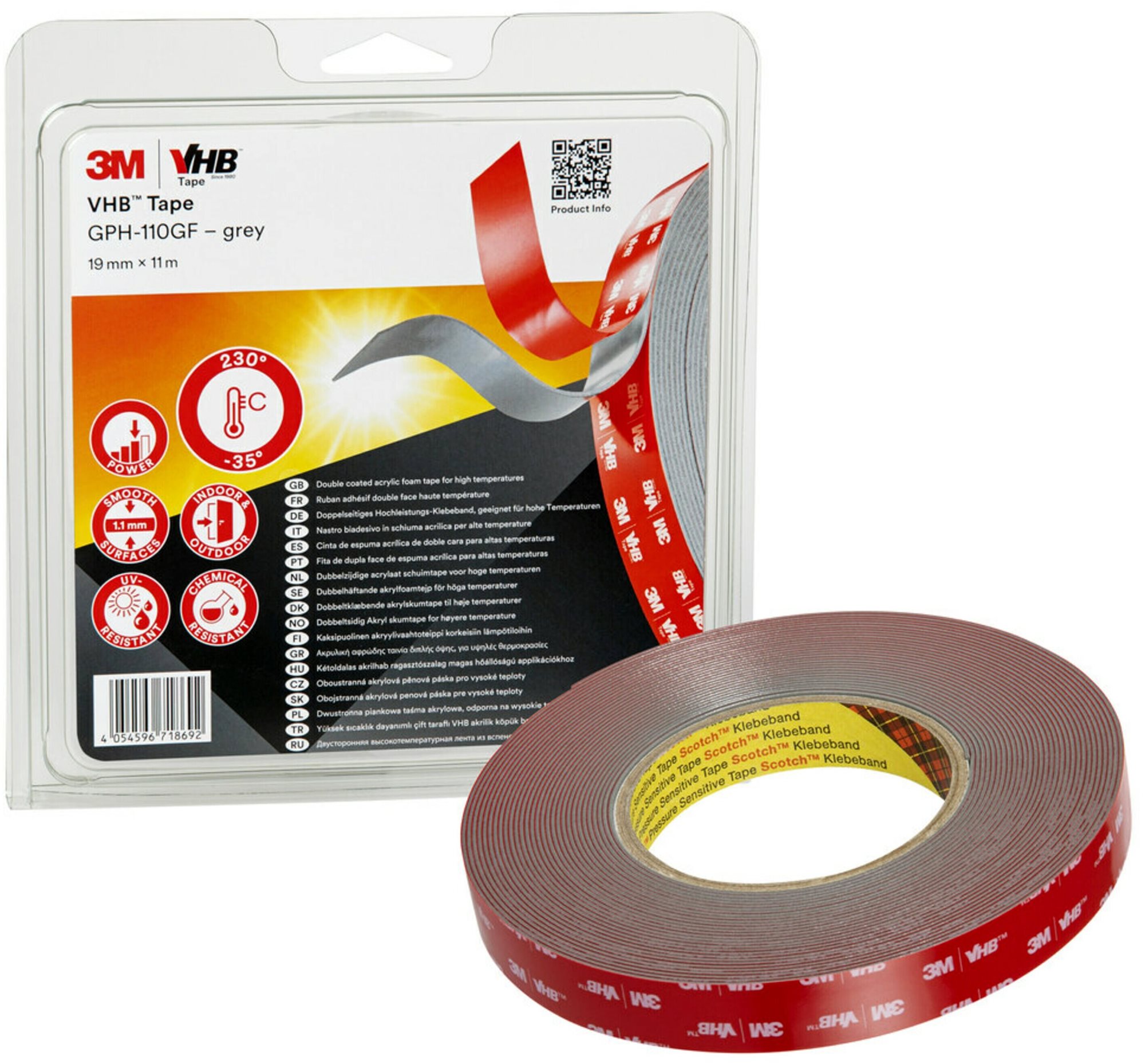3M™ VHB™ GPH-110GF nagy teherbírás, 19 mmx11 m