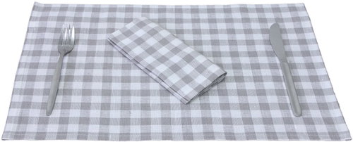H&D Placemats 2 pcs, 30x46 cm, linen and cotton, grey - Placemat - Main image
