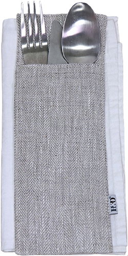H&D Cutlery case, 9x24 cm, linen, beige - Cutlery Case - Main image