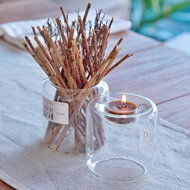 HD Home Design candle holder or vase glass 9 x 9 x9 cm - Candlestick
