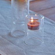 HD Home Design candle holder or vase glass 9 x 6 x 6 cm - Candlestick
