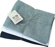 H&D Towel 3 pcs in set, 50x70 cm, linen, blue, white, navy - Kitchen Towel