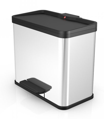 Hailo pedal bin with soft-close lid closing system 17L+9L stainless steel - Rubbish Bin - Main image