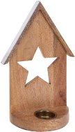 Svícen H&L Dřevěný svícen House 29cm, hvězda - Svícen