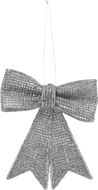 H&L Dekorační mašle 10cm, s třpytem, stříbrná - Vánoční ozdoby