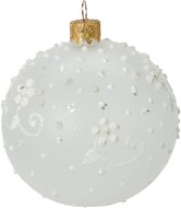 H&L Vánoční ozdoba koule 10cm, bílá s krajkovým motivem, varianta 3 - Vánoční ozdoby