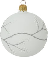 H&L Vánoční ozdoba koule 8cm,  ledová bílá, stříbrná, větvičky - Christmas Ornaments