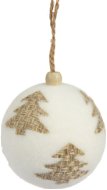 H&L Vánoční ozdoba koule 8cm, bílá slámový stromek - Vánoční ozdoby