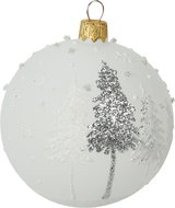 H&L Vánoční ozdoba koule 8cm, sněhová bílá, stříbrná, stromek - Christmas Ornaments