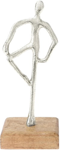 H&L Dancing figure statue on wooden base 21 cm, silver, dancing position C - Decoration - Main image