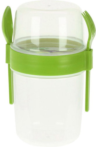 H&L Cestovní pohár se lžičkou a vidličkou, zelený - Lunch Box - Main image