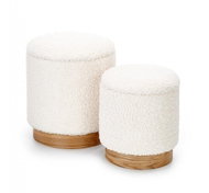 Halmar Cancun stool set, white, fabric/massive - Ottoman