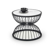 Halmar Kim, bílý, lamino / kov - Konferenční stolek