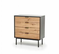 Halmar Chest of drawers Murano KM-2, oak artisan / black - Chest of Drawers
