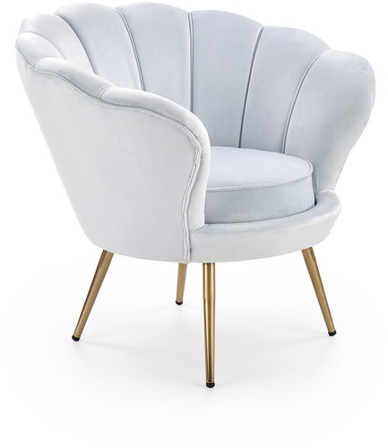 BELIANI Upholstered armchair with footrest VEJLE, velvet, blue, 117688 - Armchair - Main image
